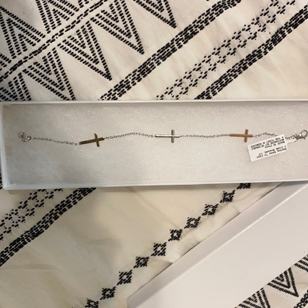 3 tone cross bracelet